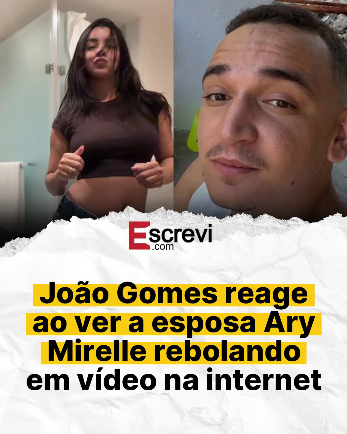 João Gomes reage ao ver a esposa Ary Mirelle rebolando em vídeo na internet card branco