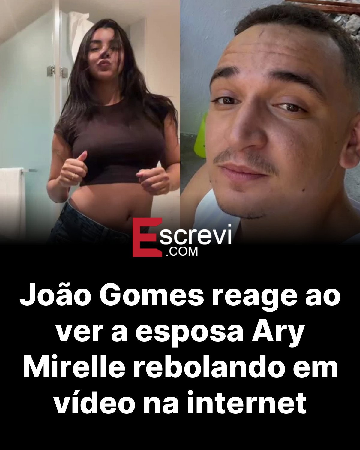 João Gomes reage ao ver a esposa Ary Mirelle rebolando em vídeo na internet card preto