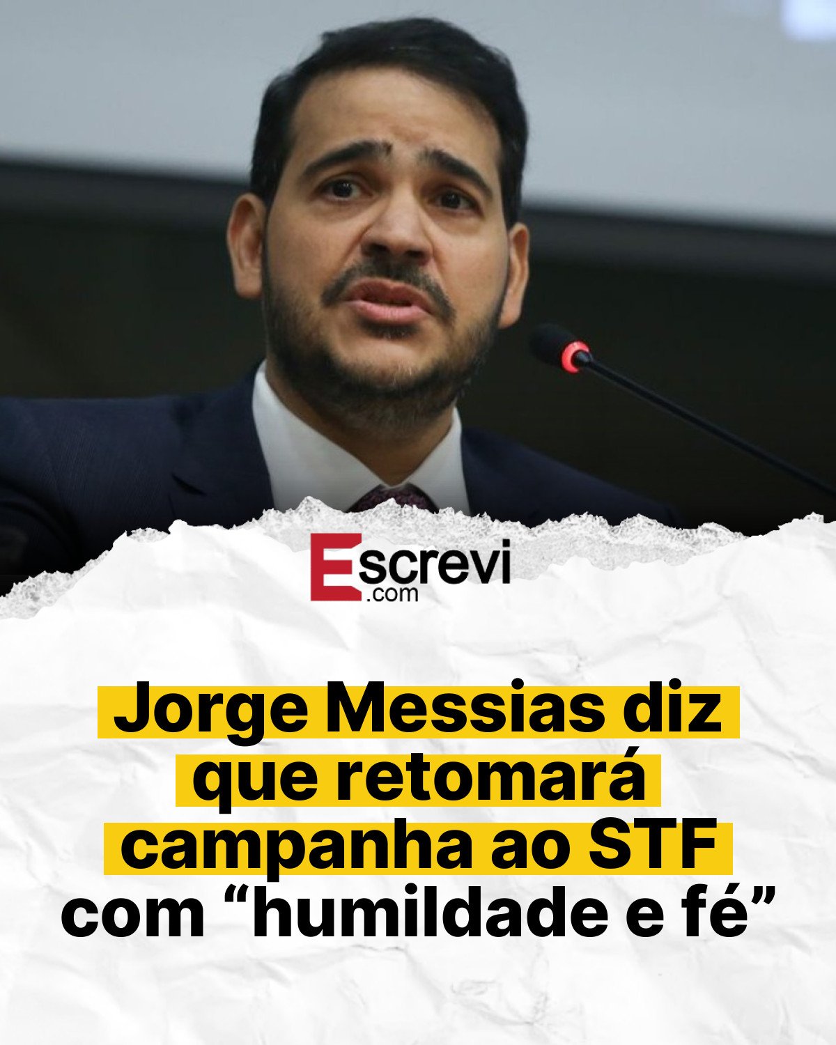 Jorge Messias diz que retomará campanha ao STF com “humildade e fé” card branco