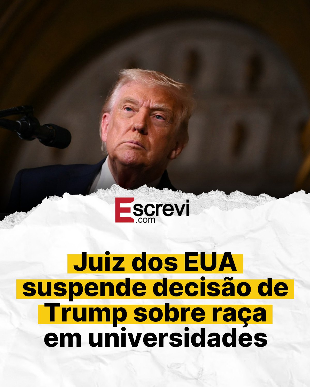 Juiz dos EUA suspende decisão de Trump sobre raça em universidades card branco