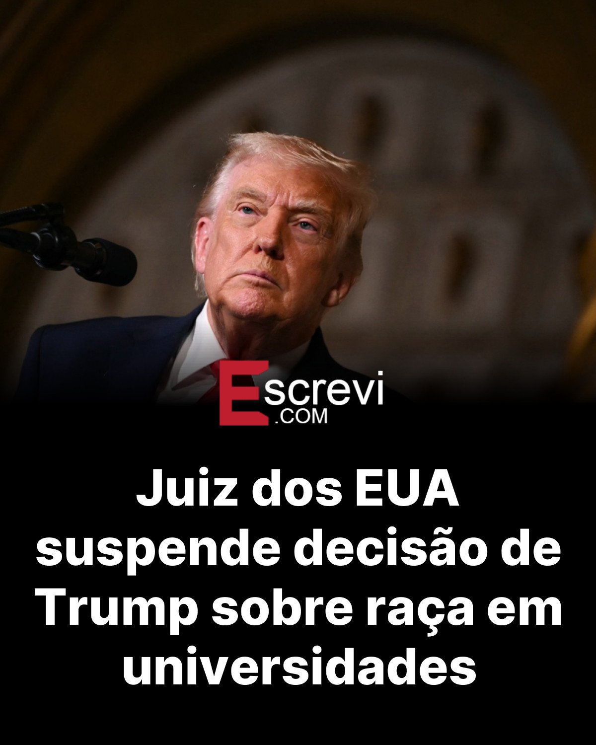 Juiz dos EUA suspende decisão de Trump sobre raça em universidades card preto