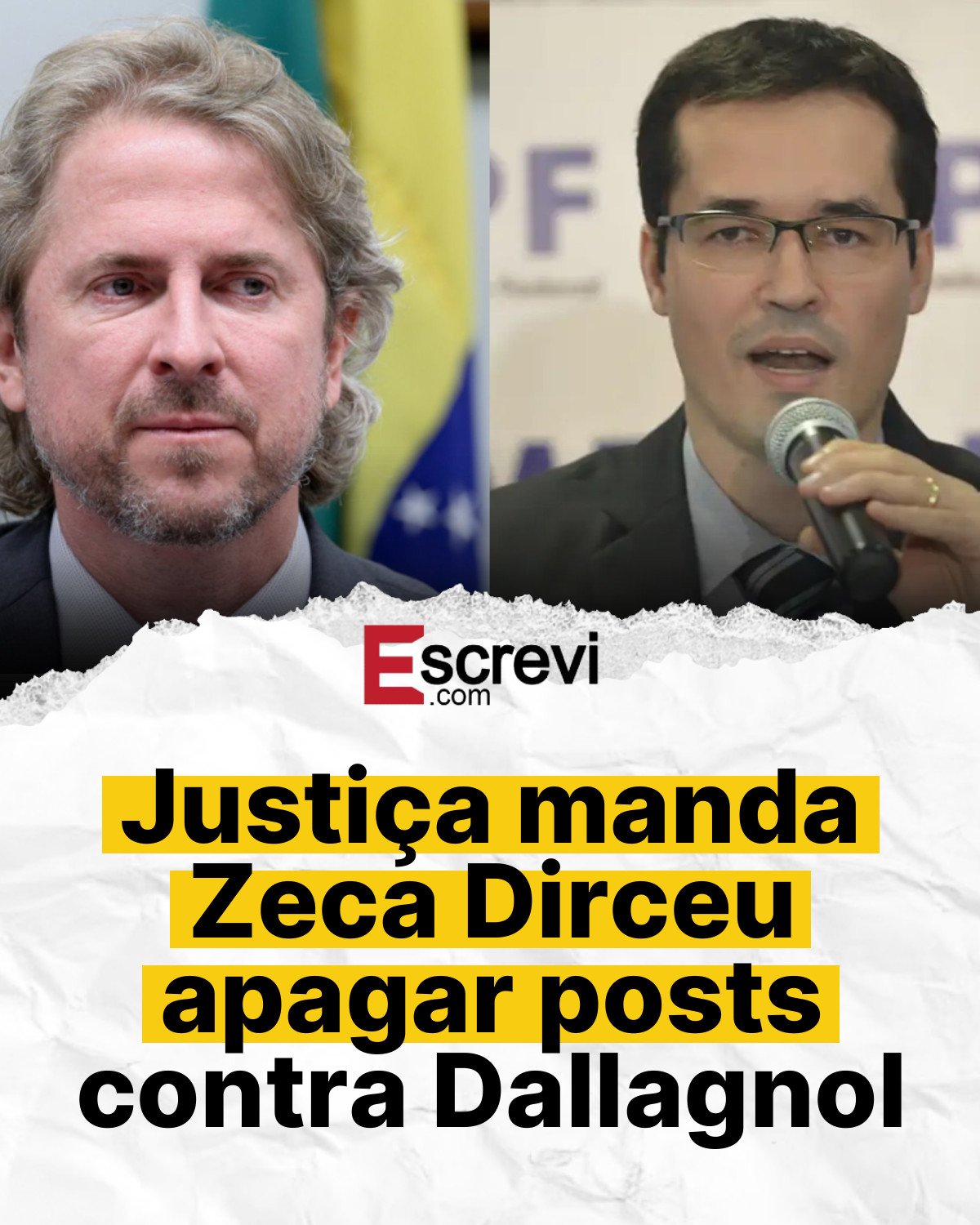 Justiça manda Zeca Dirceu apagar posts contra Dallagnol card branco