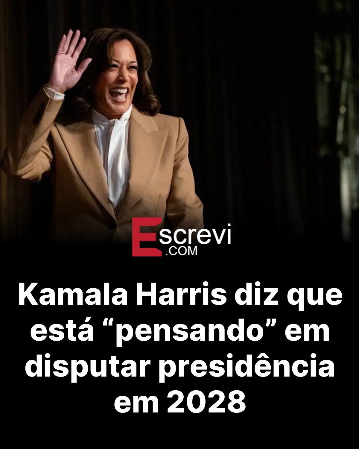 Kamala Harris diz que está “pensando” em disputar presidência em 2028 card preto