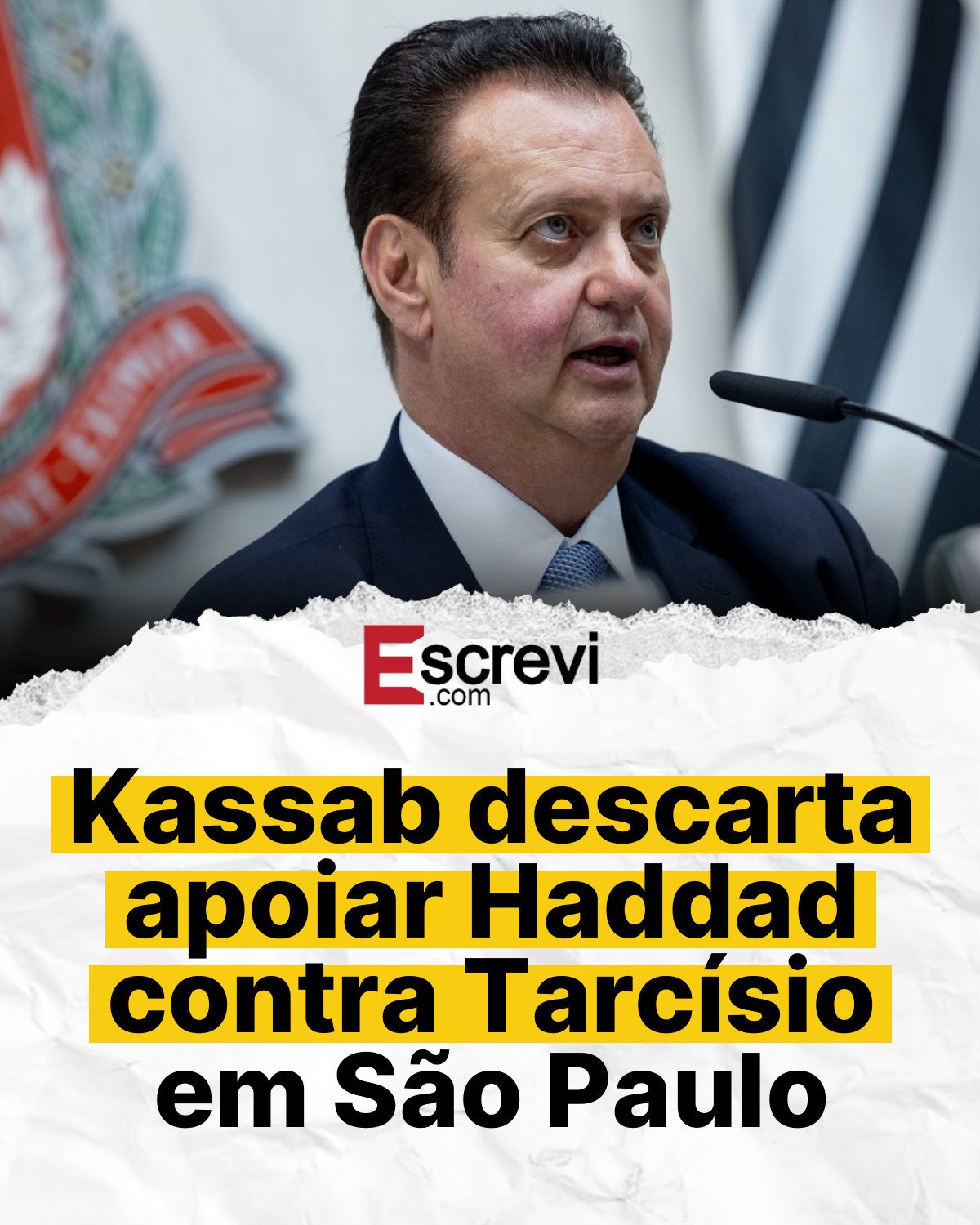 Kassab descarta apoiar Haddad contra Tarcísio em São Paulo card branco