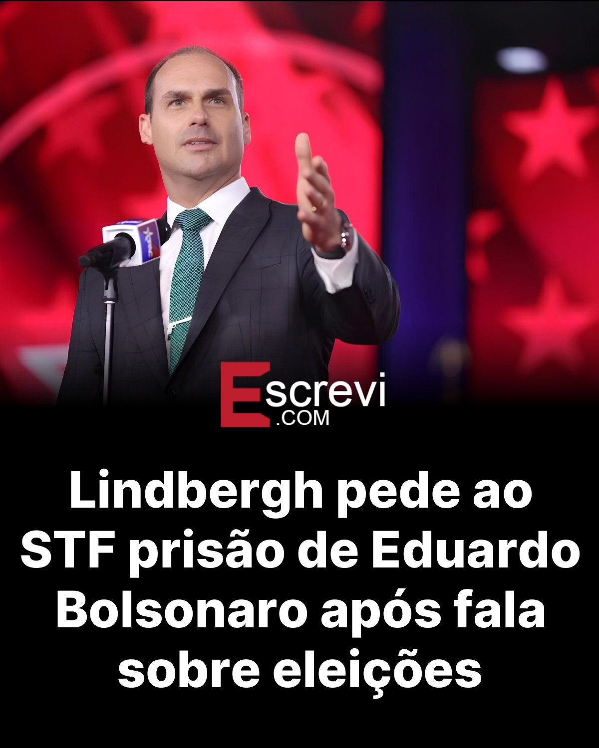Lindbergh pede ao STF prisão de Eduardo Bolsonaro após fala sobre eleições card preto