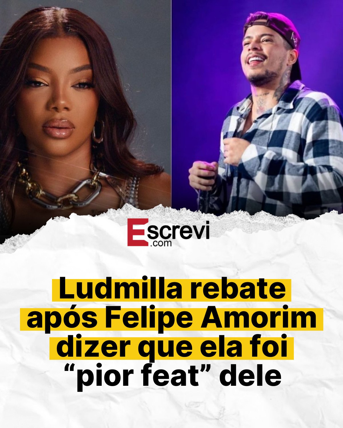 Ludmilla rebate após Felipe Amorim dizer que ela foi “pior feat” dele card branco