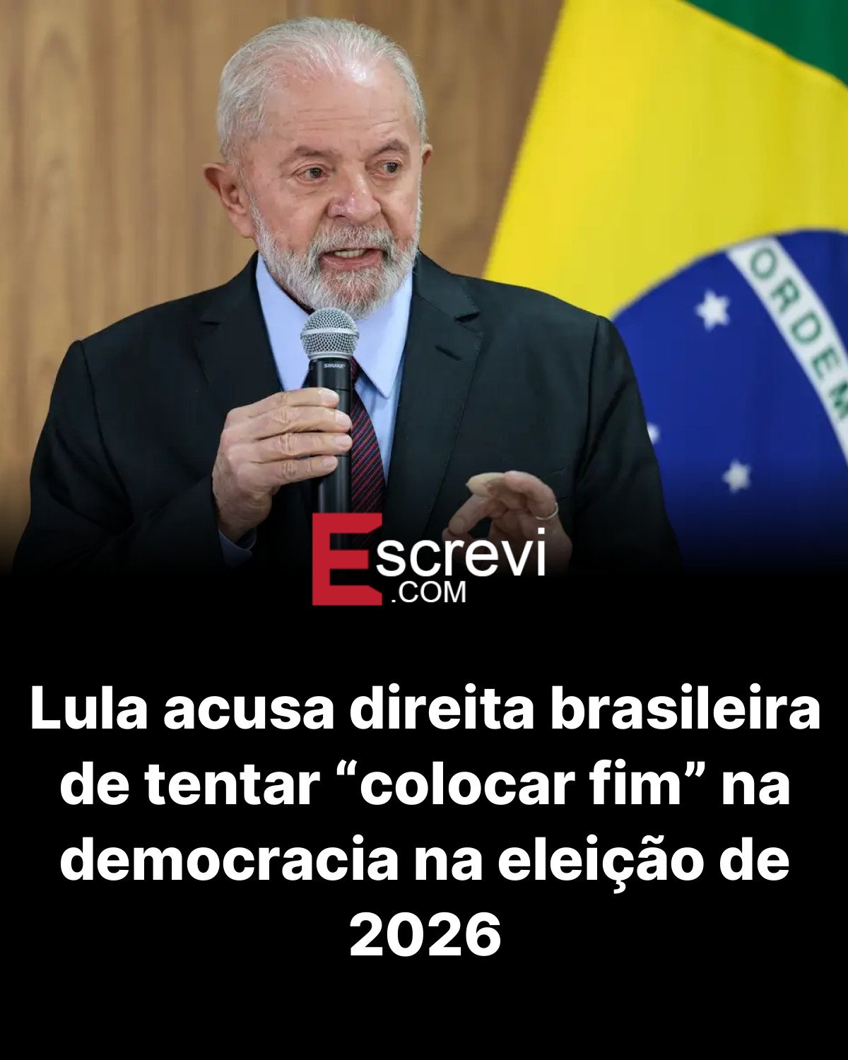 Lula acusa direita brasileira de tentar “colocar fim” na democracia na eleição de 2026 card preto
