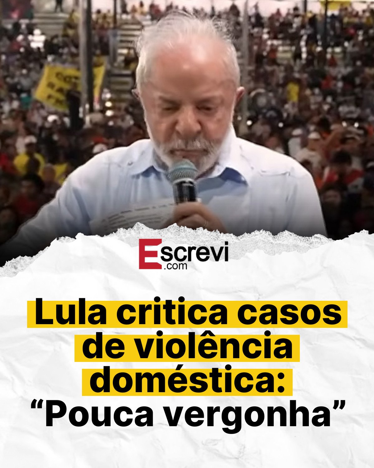 Lula critica casos de violência doméstica: “Pouca vergonha” card branco