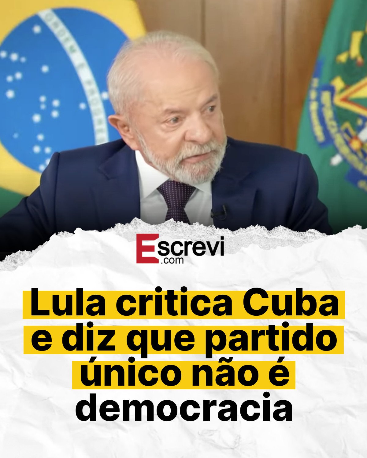 Lula critica Cuba e diz que partido único não é democracia card branco