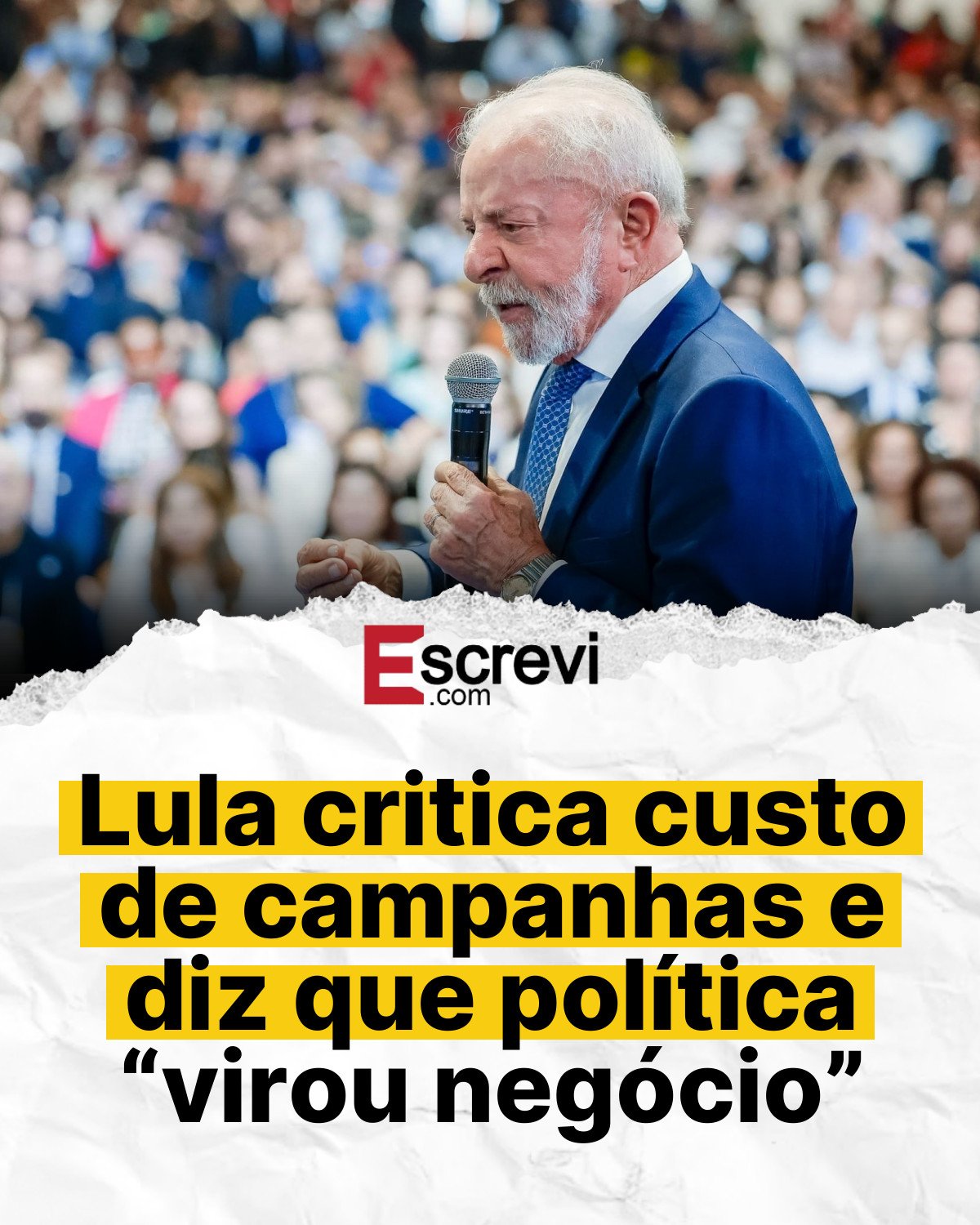 Lula critica custo de campanhas e diz que política “virou negócio” card branco