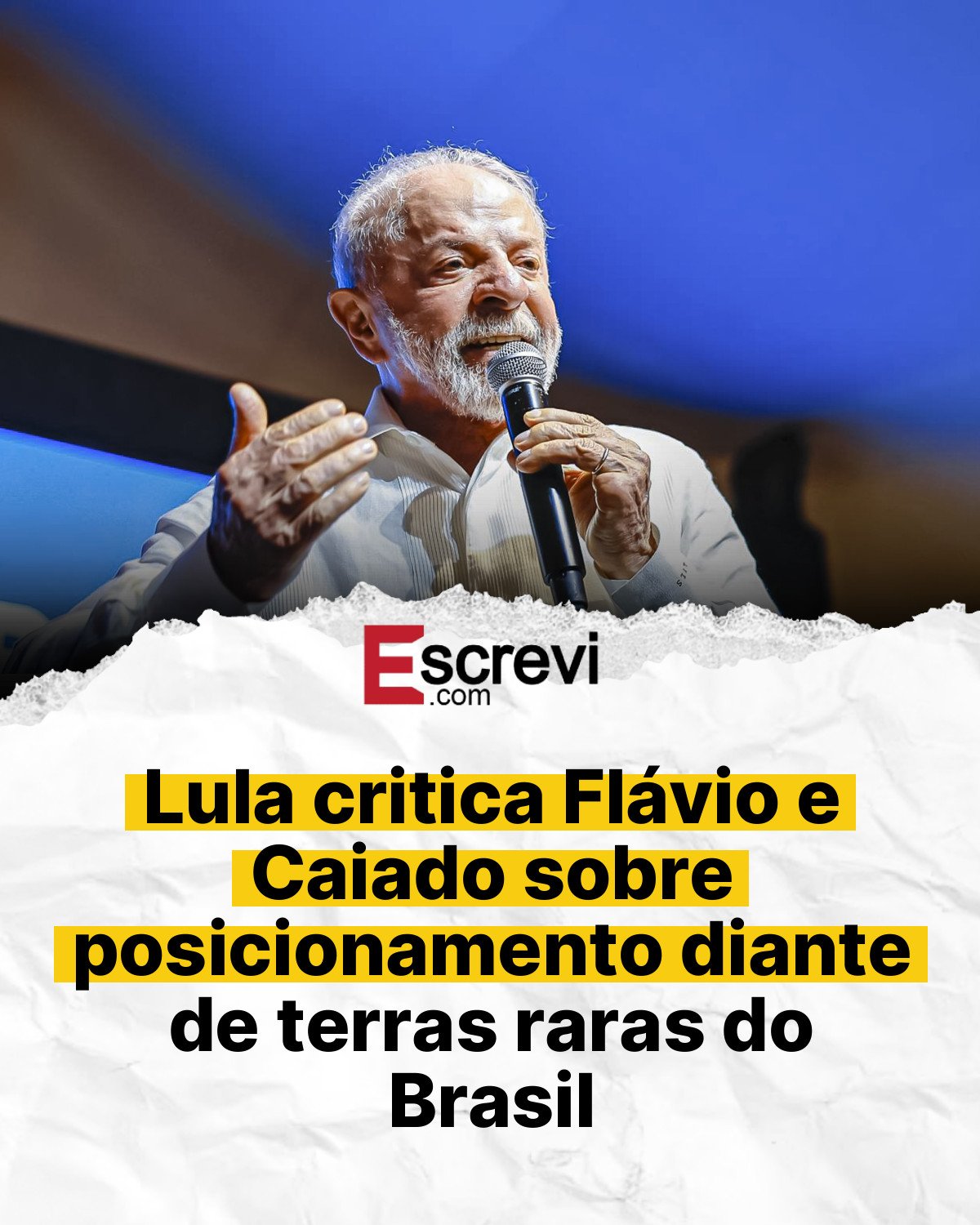 Lula critica Flávio e Caiado sobre posicionamento diante de terras raras do Brasil card branco
