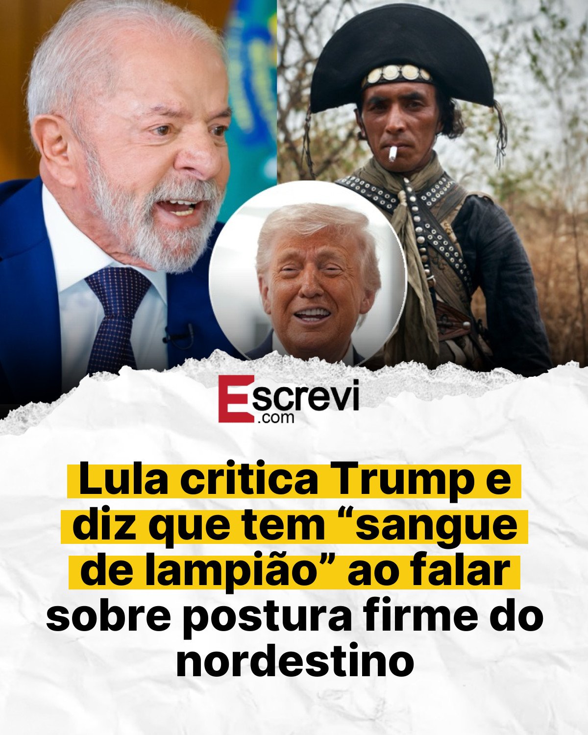 Lula critica Trump e diz que tem “sangue de lampião” ao falar sobre postura firme do nordestino card branco