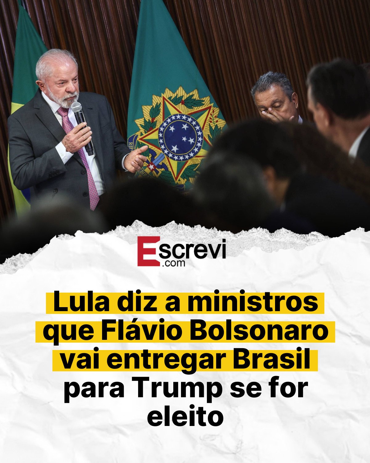 Lula diz a ministros que Flávio Bolsonaro vai entregar Brasil para Trump se for eleito card branco