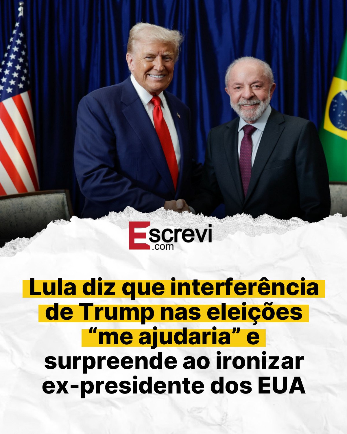 Lula diz que interferência de Trump nas eleições “me ajudaria” e surpreende ao ironizar ex-presidente dos EUA card branco