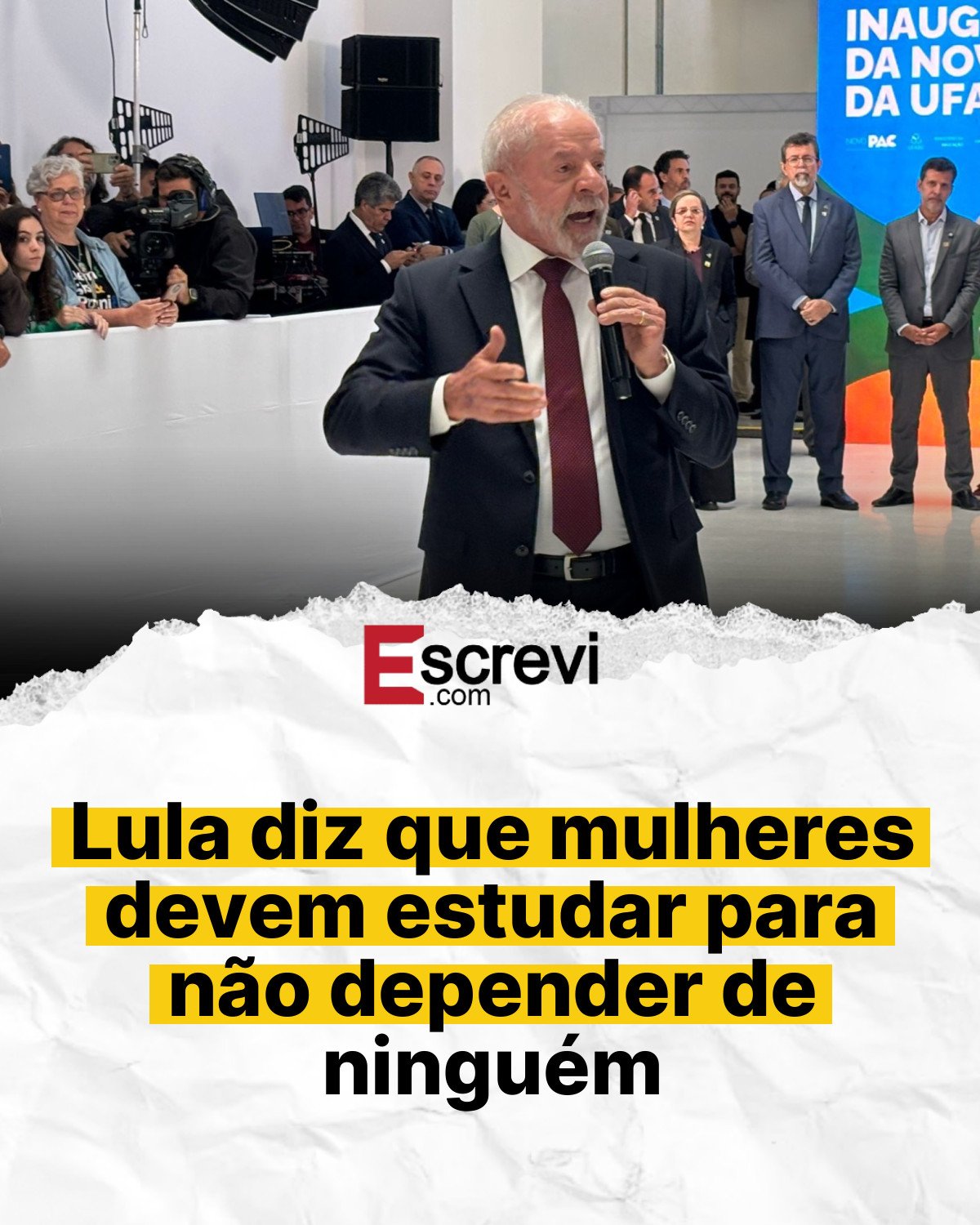Lula diz que mulheres devem estudar para não depender de ninguém card branco