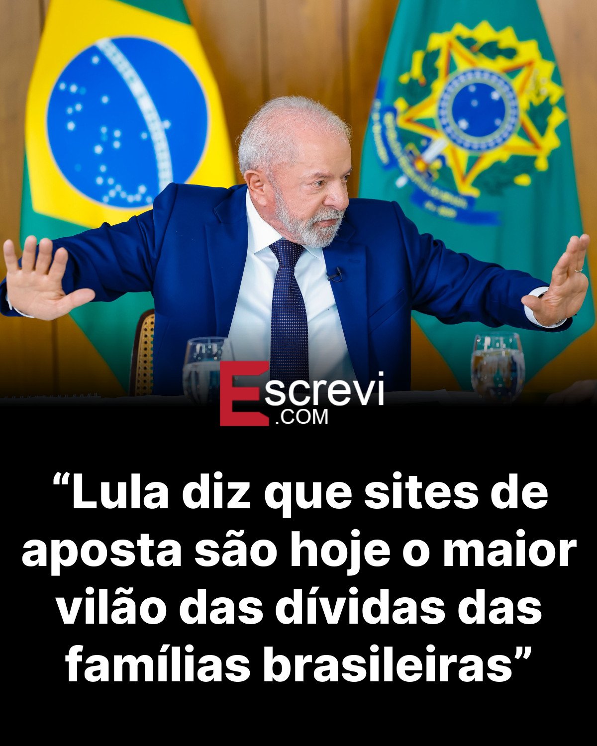 “Lula diz que sites de aposta são hoje o maior vilão das dívidas das famílias brasileiras” card preto