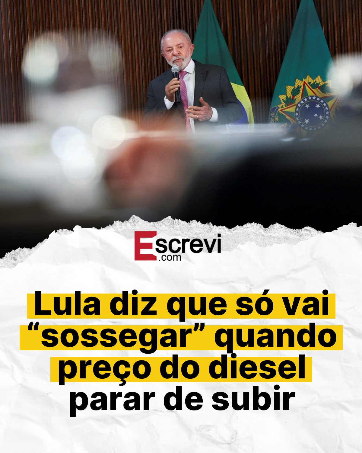 Lula diz que só vai “sossegar” quando preço do diesel parar de subir card branco