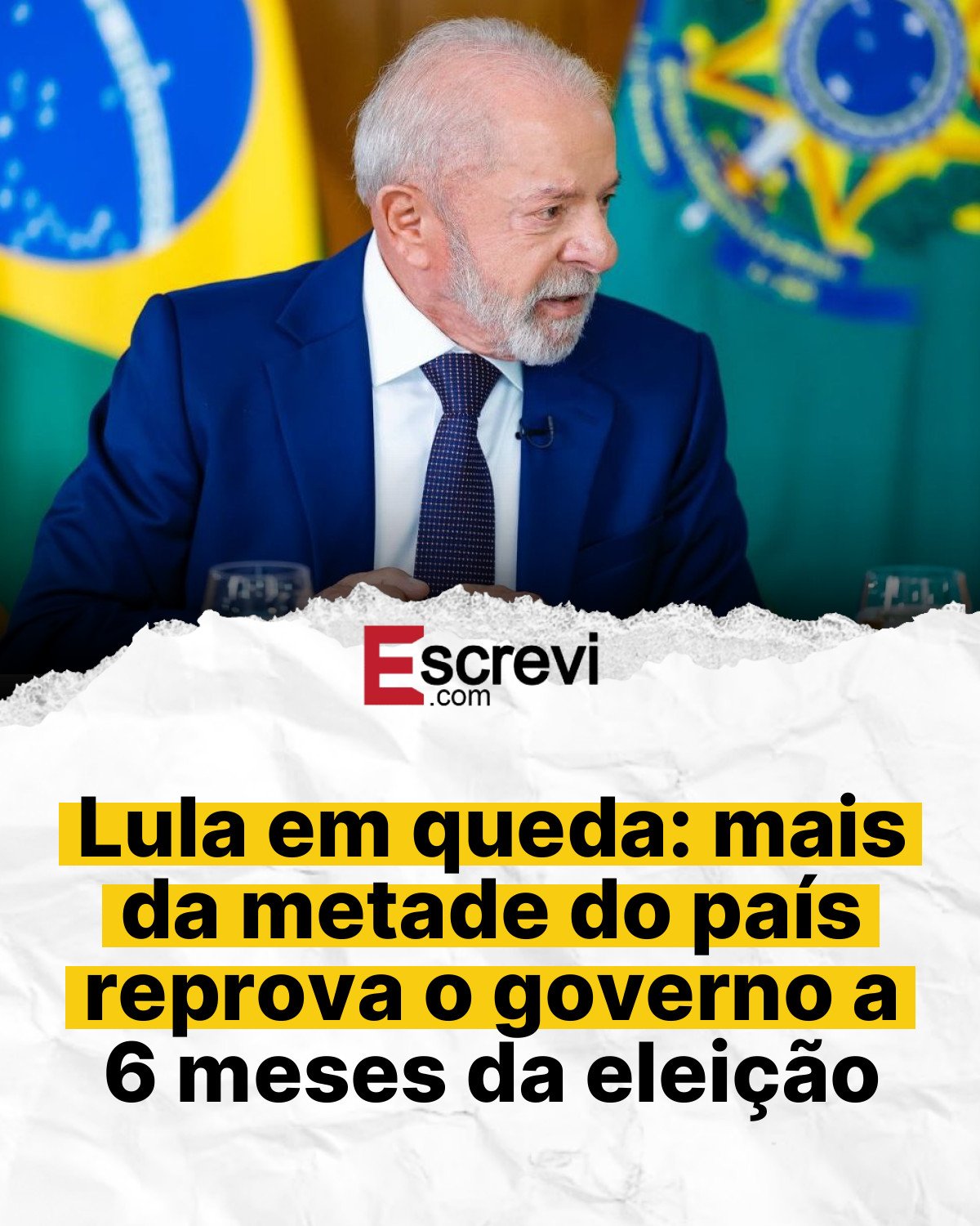 Lula em queda: mais da metade do país reprova o governo a 6 meses da eleição card branco
