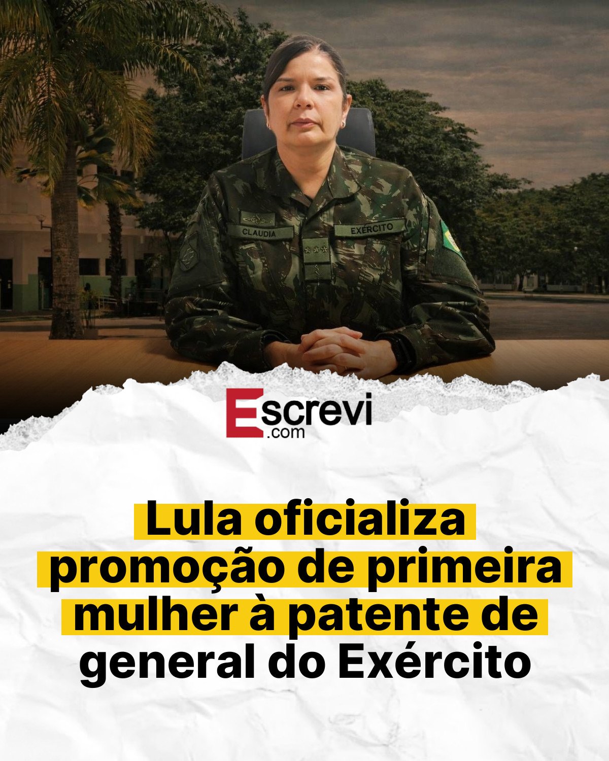 Lula oficializa promoção de primeira mulher à patente de general do Exército card branco