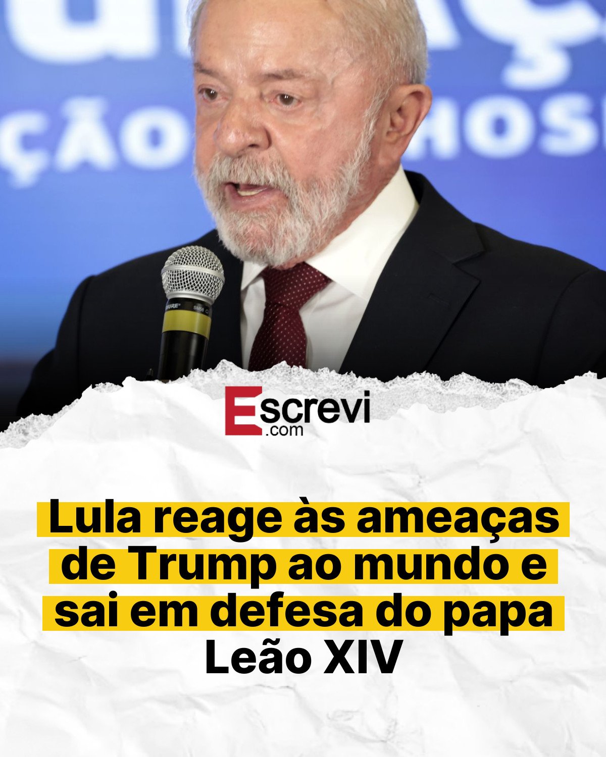 Lula reage às ameaças de Trump ao mundo e sai em defesa do papa Leão XIV card branco