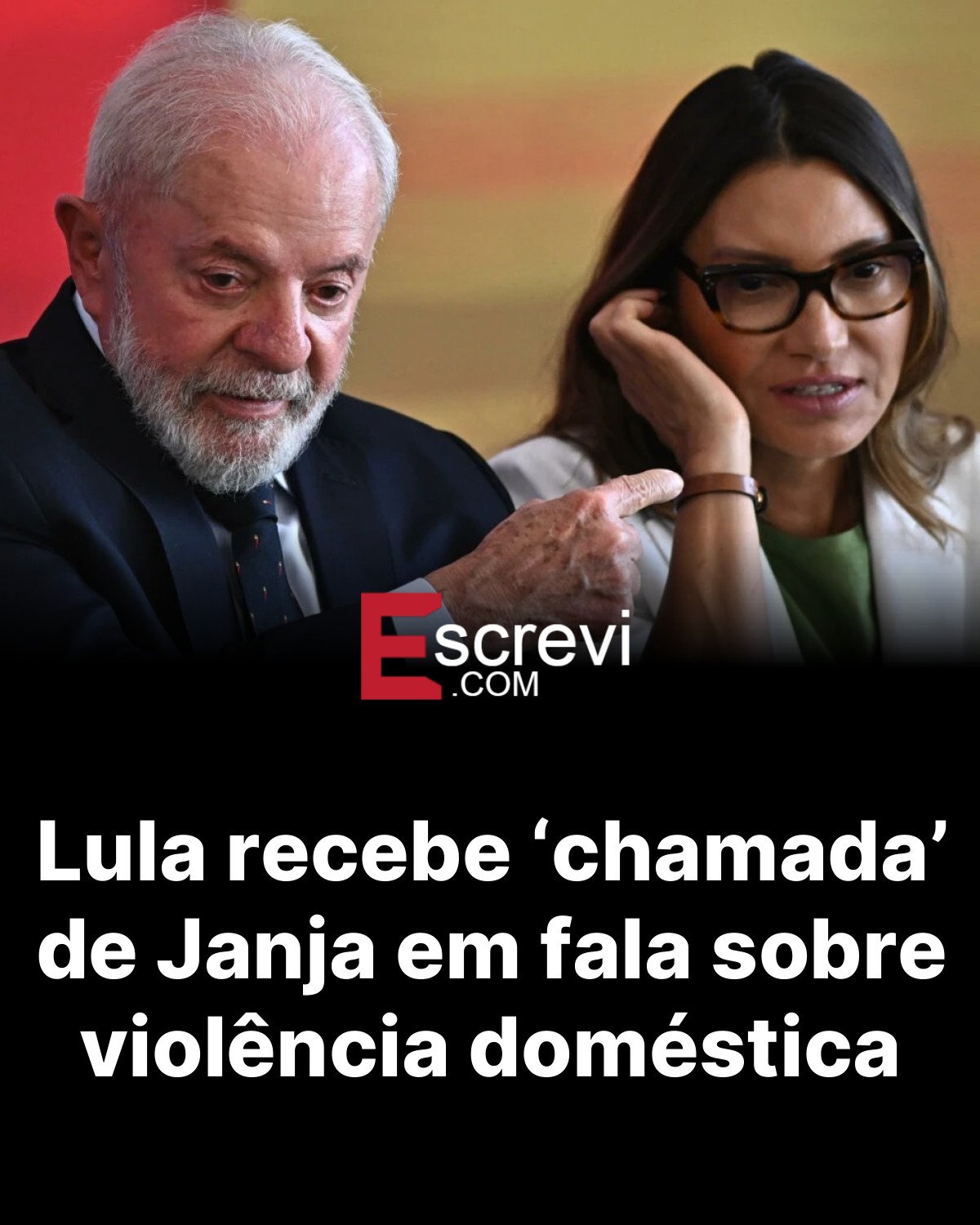Lula recebe ‘chamada’ de Janja em fala sobre violência doméstica card preto