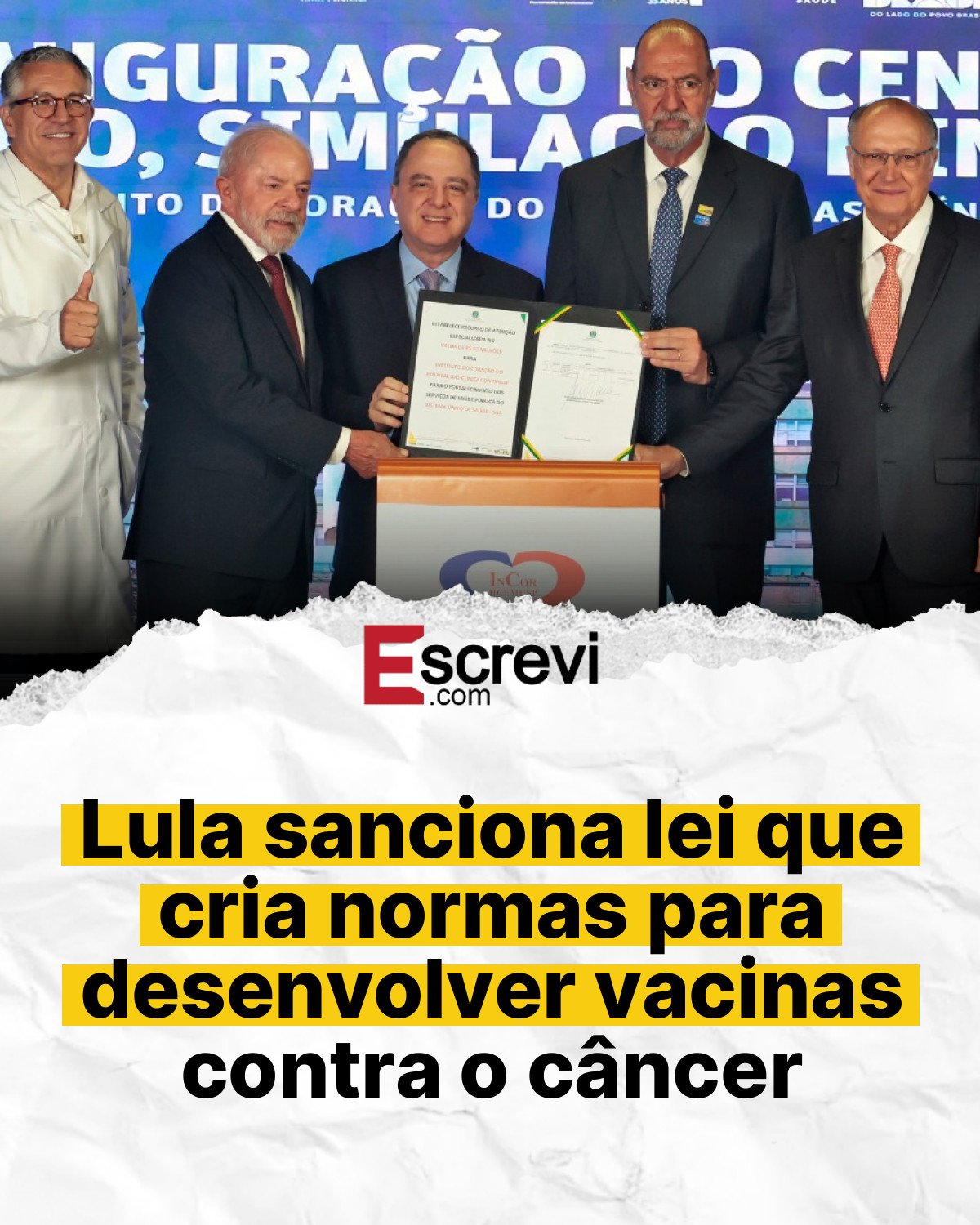 Lula sanciona lei que cria normas para desenvolver vacinas contra o câncer card branco