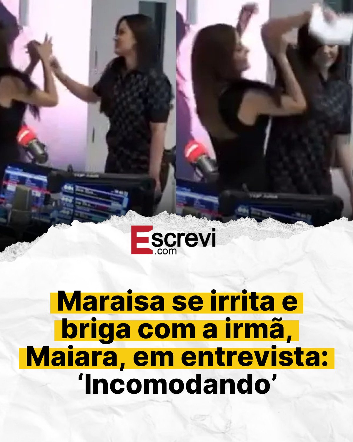 Maraisa se irrita e briga com a irmã, Maiara, em entrevista: ‘Incomodando’ card branco