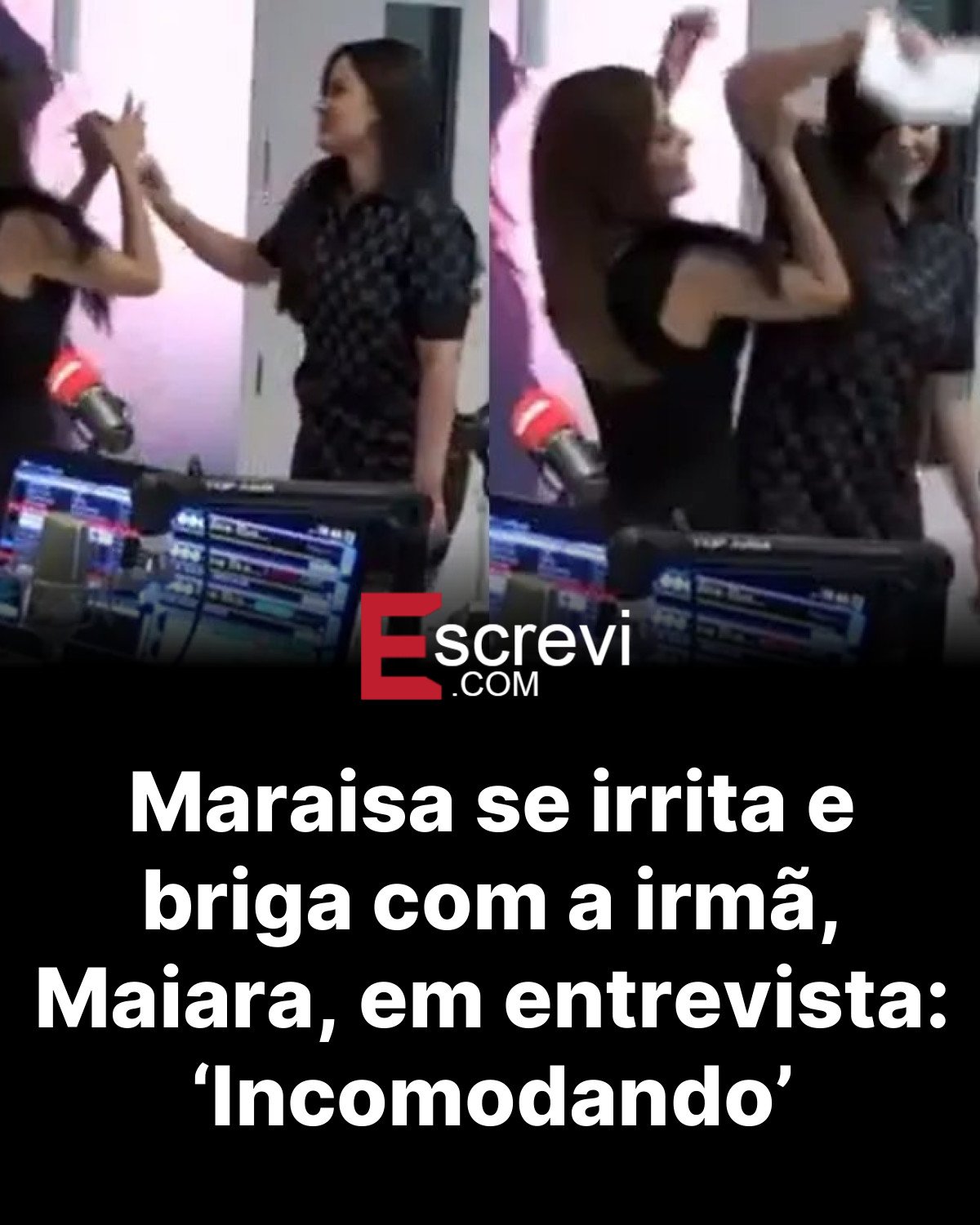 Maraisa se irrita e briga com a irmã, Maiara, em entrevista: ‘Incomodando’ card preto