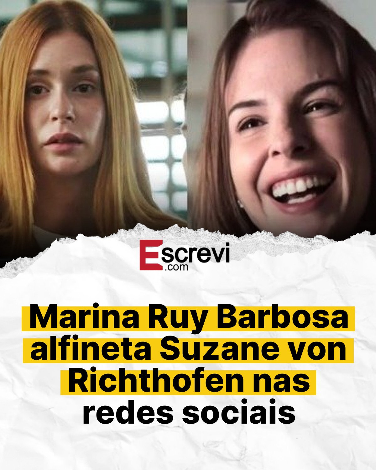 Marina Ruy Barbosa alfineta Suzane von Richthofen nas redes sociais card branco