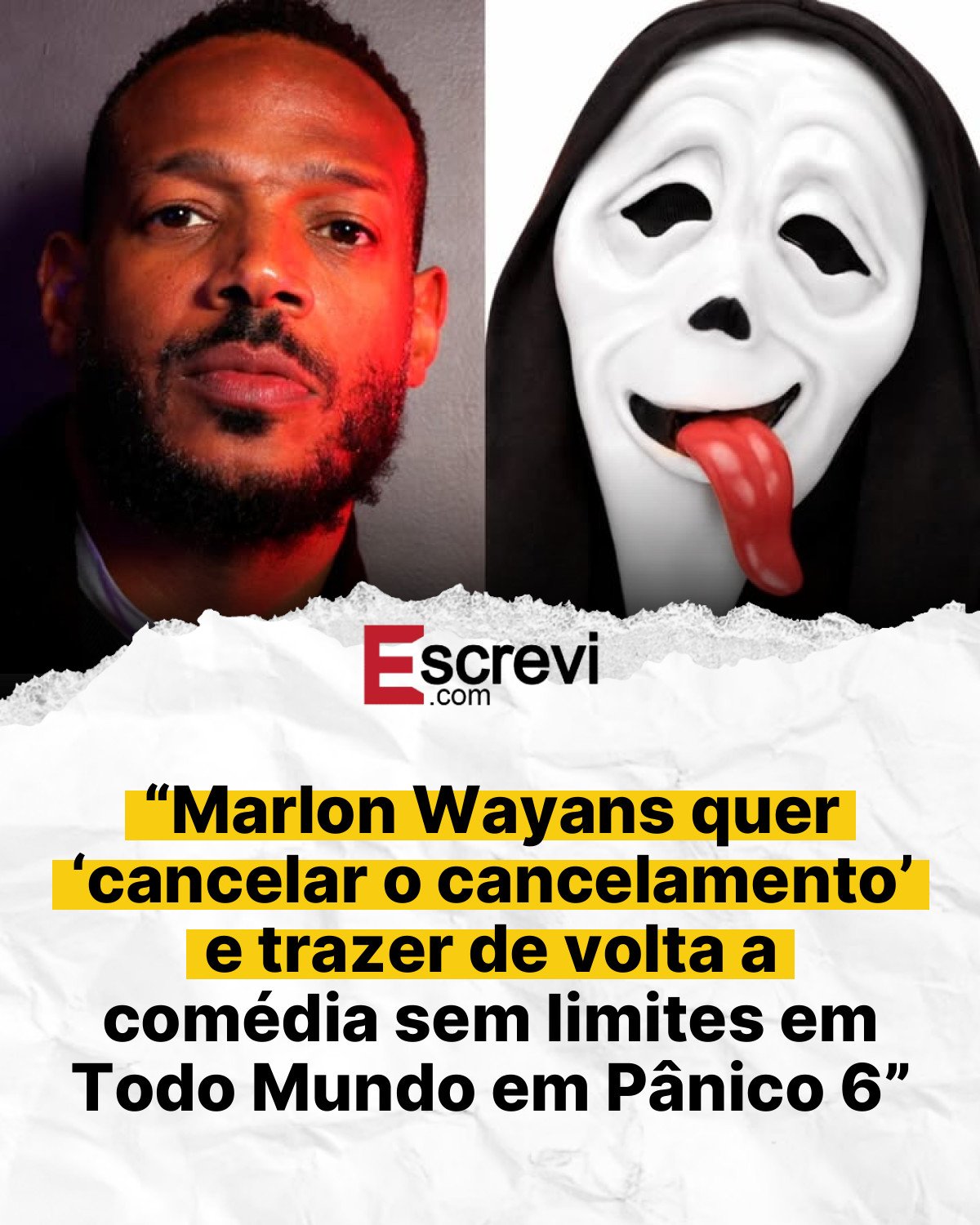 “Marlon Wayans quer ‘cancelar o cancelamento’ e trazer de volta a comédia sem limites em Todo Mundo em Pânico 6” card branco
