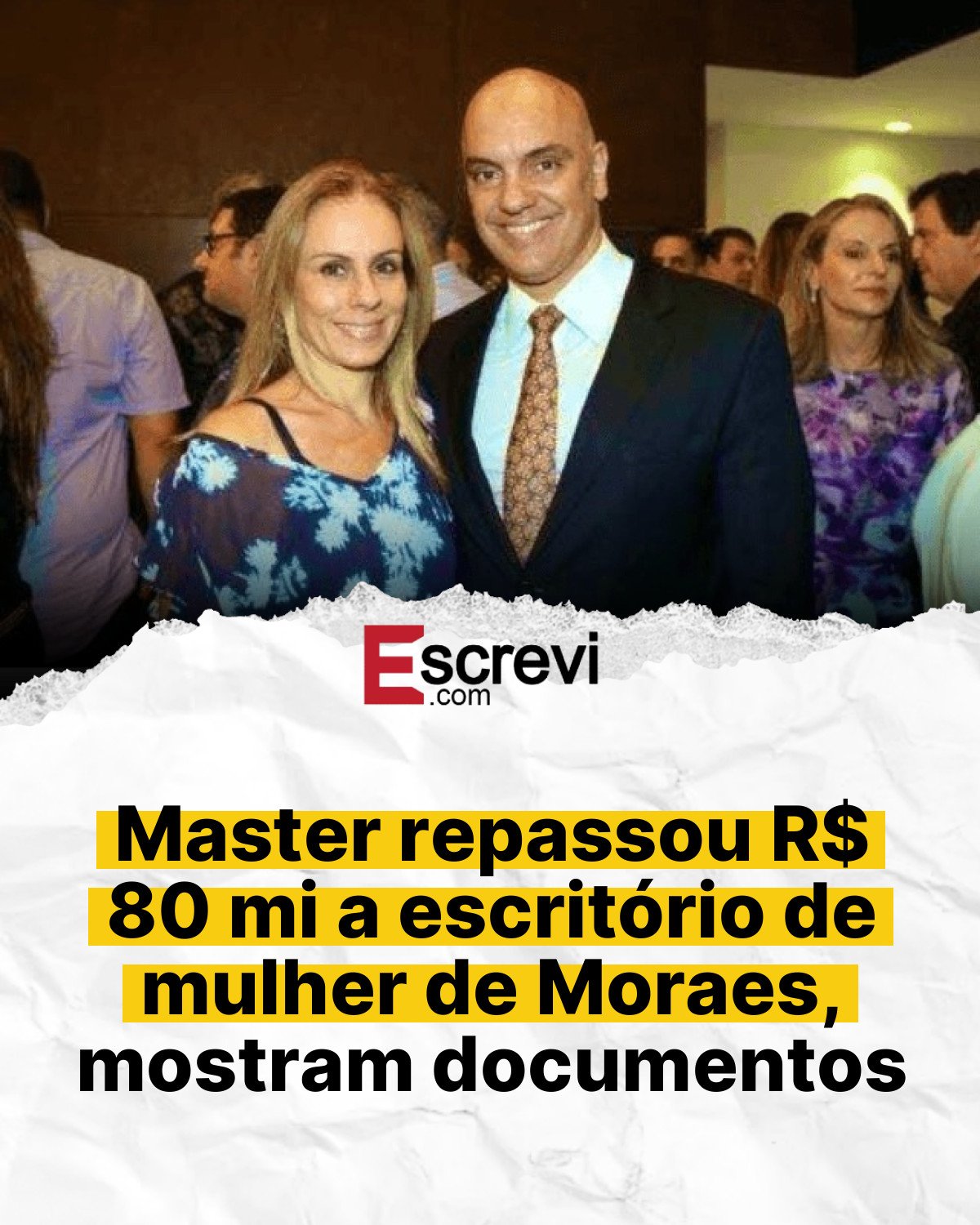 Master repassou R$ 80 mi a escritório de mulher de Moraes, mostram documentos card branco