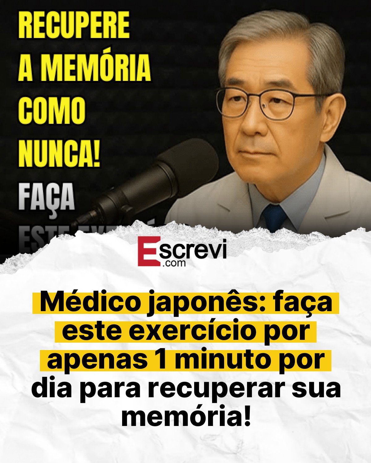 Médico japonês: faça este exercício por apenas 1 minuto por dia para recuperar sua memória! card branco