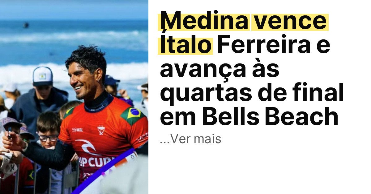 Medina vence Ítalo Ferreira e avança às quartas de final em Bells Beach imagem principal