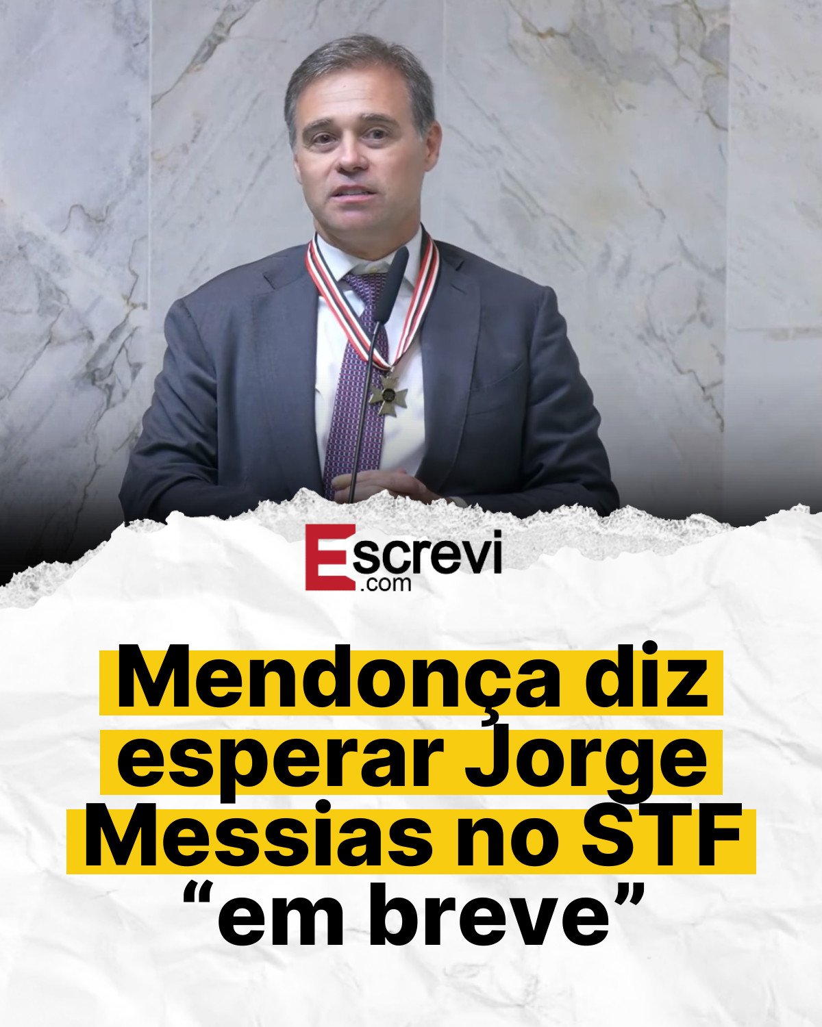 Mendonça diz esperar Jorge Messias no STF “em breve” card branco