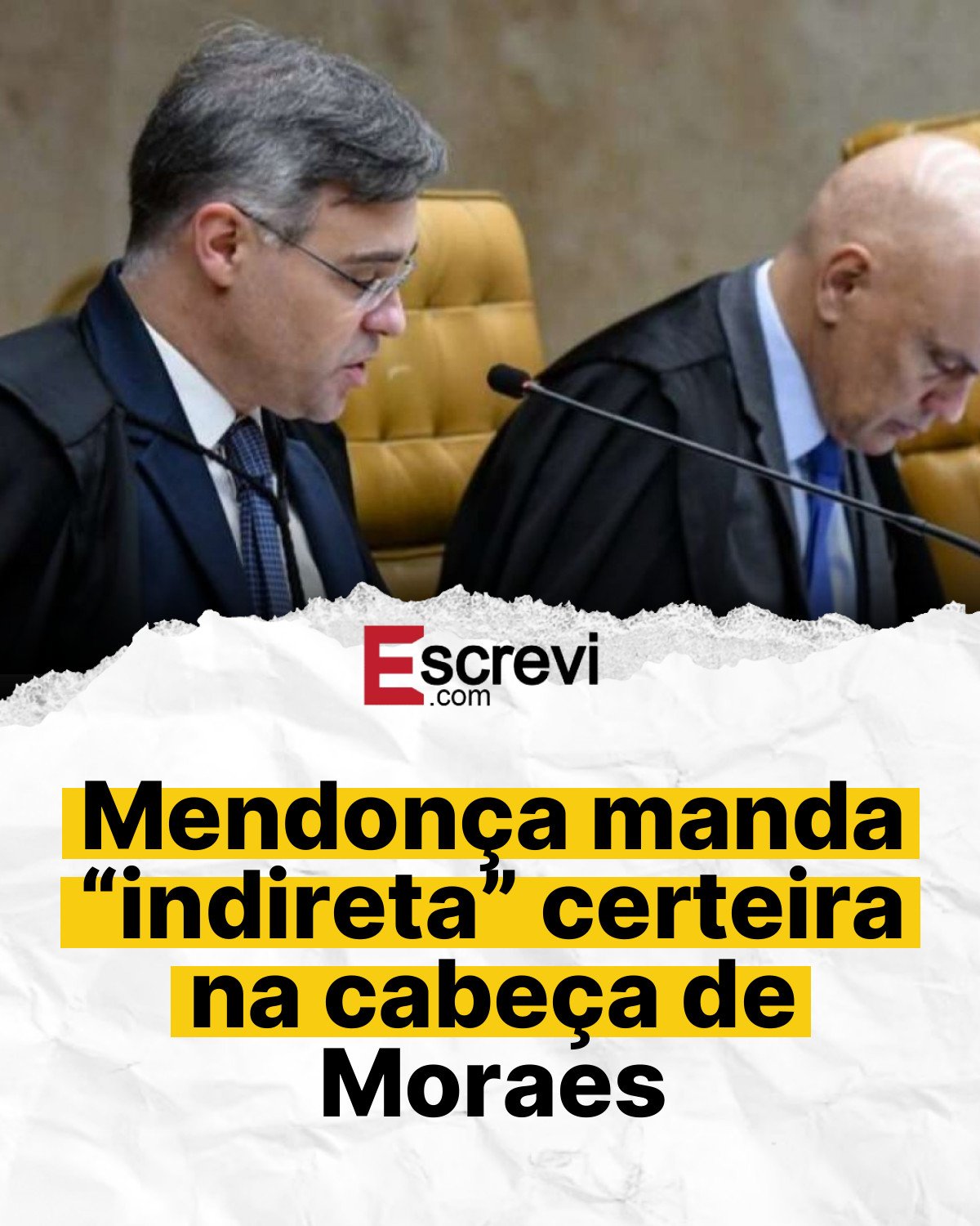 Mendonça manda “indireta” certeira na cabeça de Moraes card branco