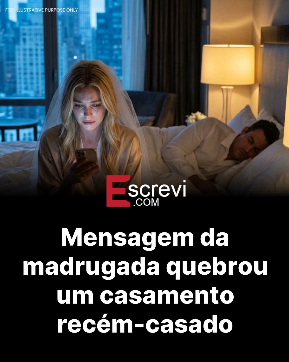 Mensagem da madrugada quebrou um casamento recém-casado card preto