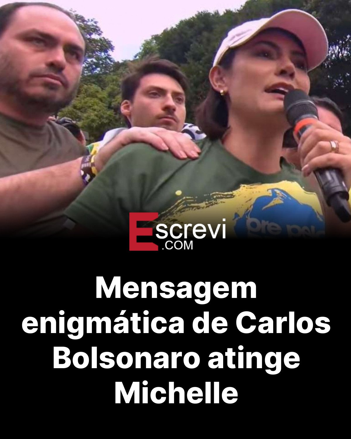 Mensagem enigmática de Carlos Bolsonaro atinge Michelle card preto