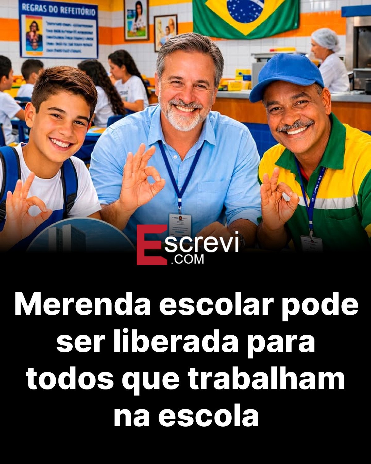 Merenda escolar pode ser liberada para todos que trabalham na escola card preto