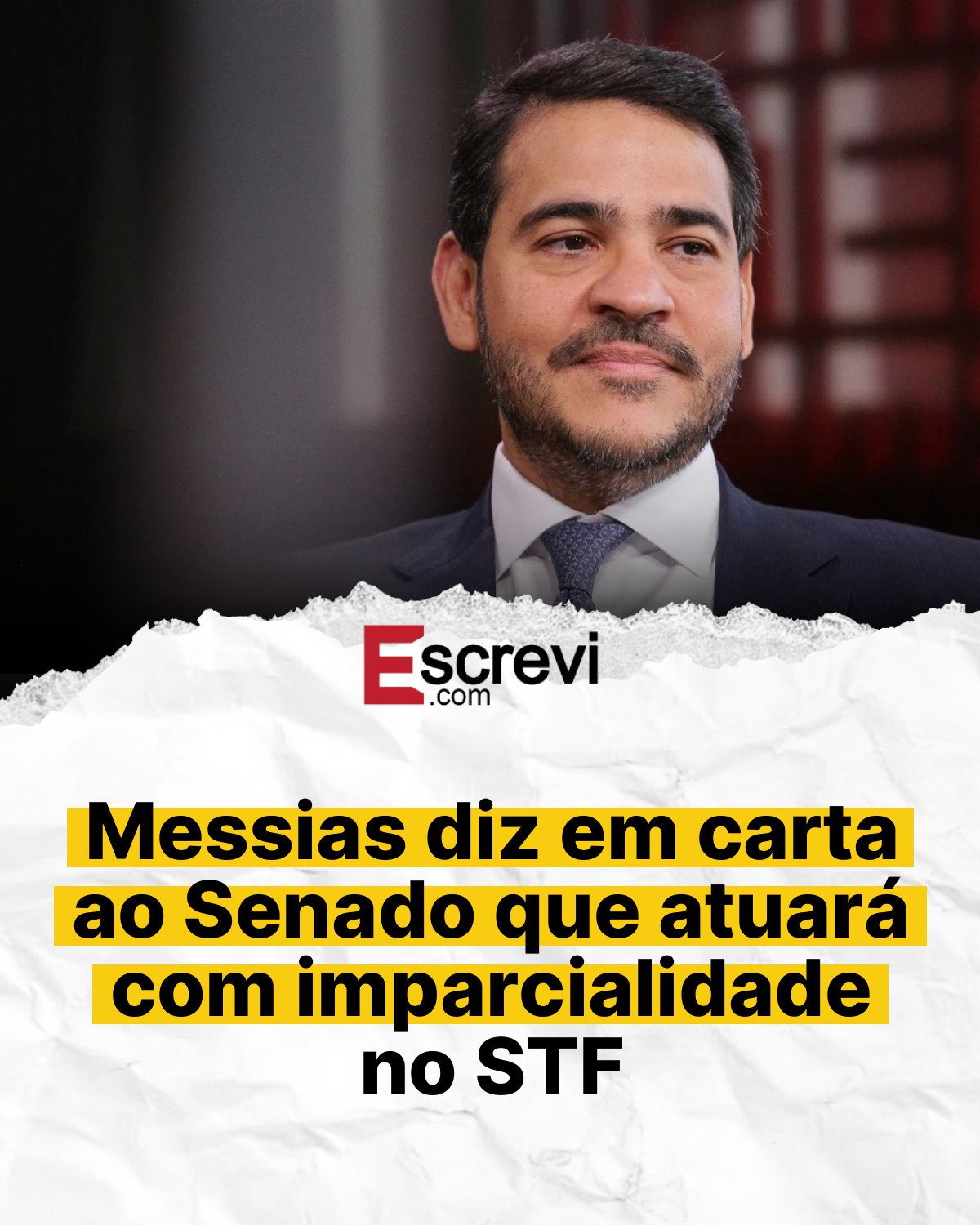 Messias diz em carta ao Senado que atuará com imparcialidade no STF card branco