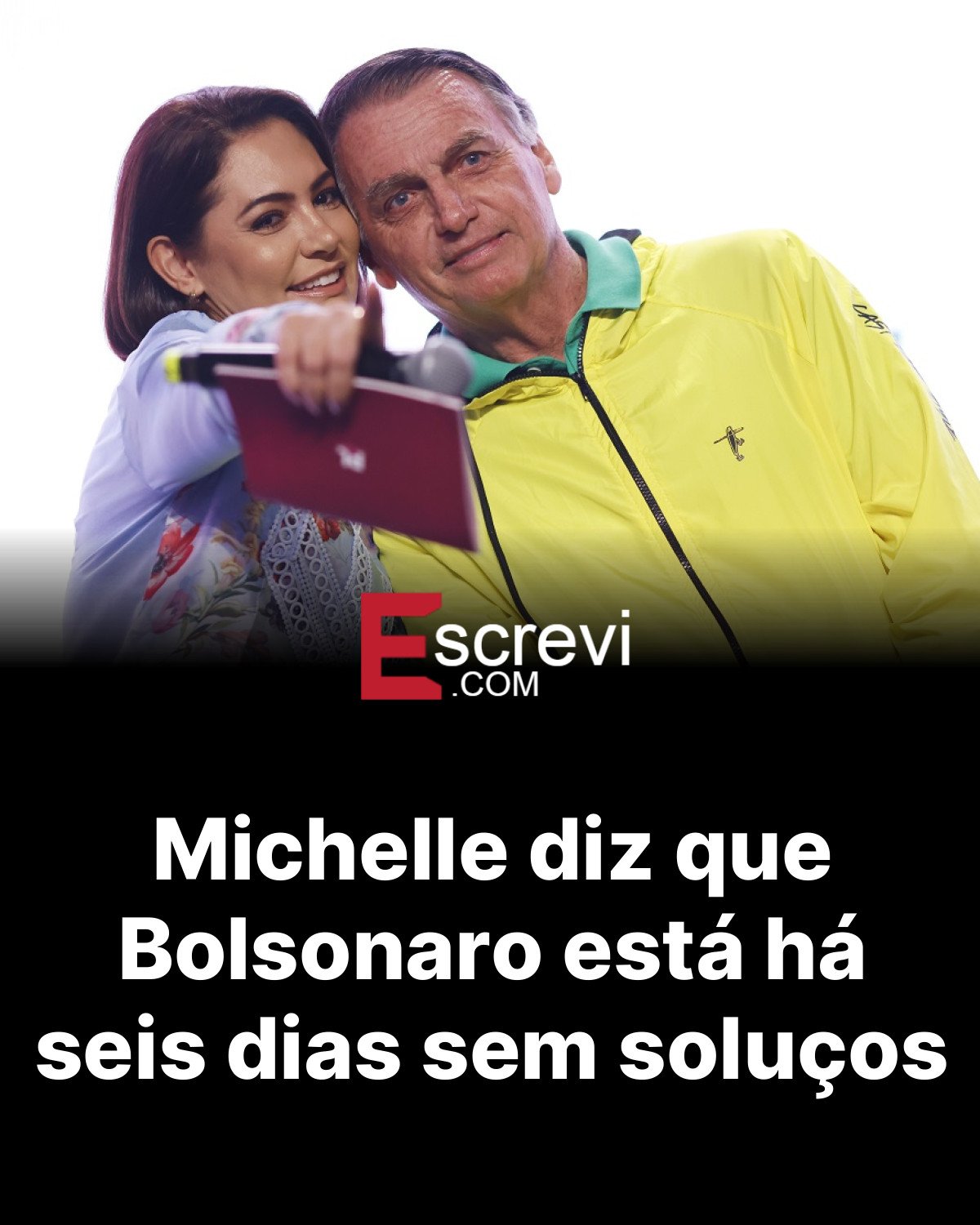 Michelle diz que Bolsonaro está há seis dias sem soluços card preto