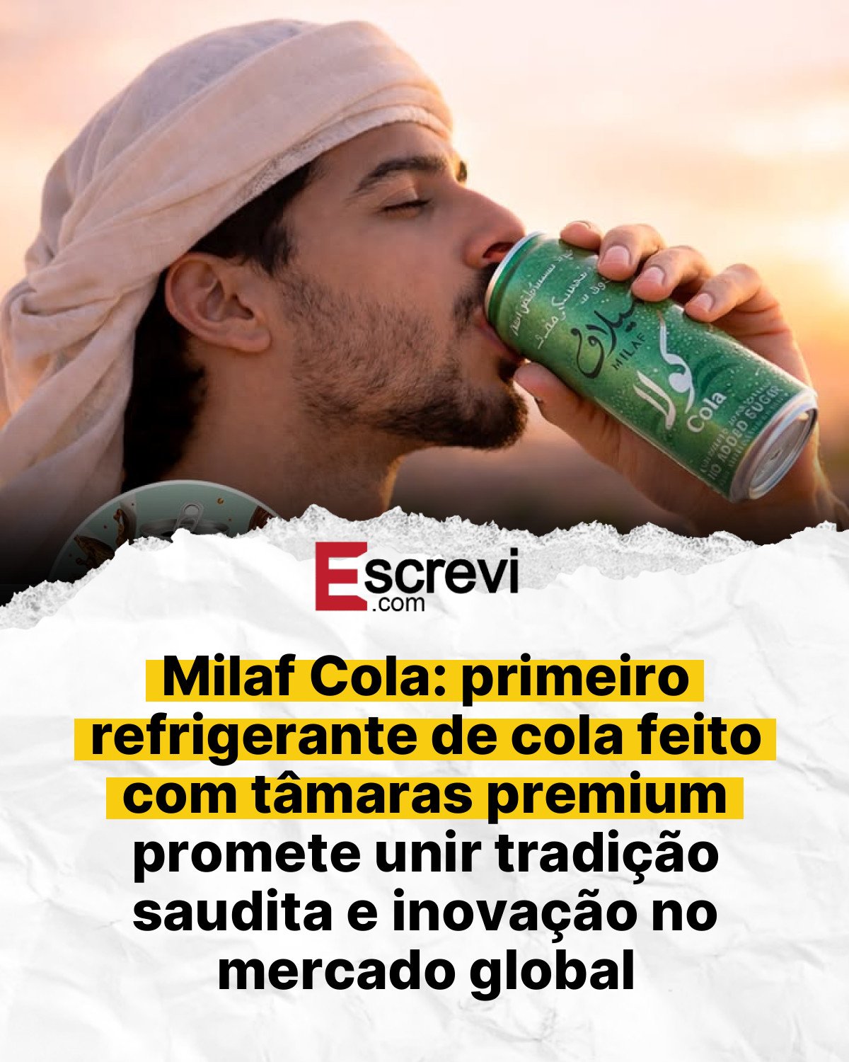 Milaf Cola: primeiro refrigerante de cola feito com tâmaras premium promete unir tradição saudita e inovação no mercado global card branco