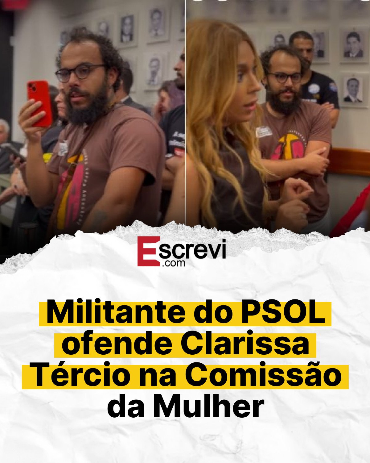 Militante do PSOL ofende Clarissa Tércio na Comissão da Mulher card branco