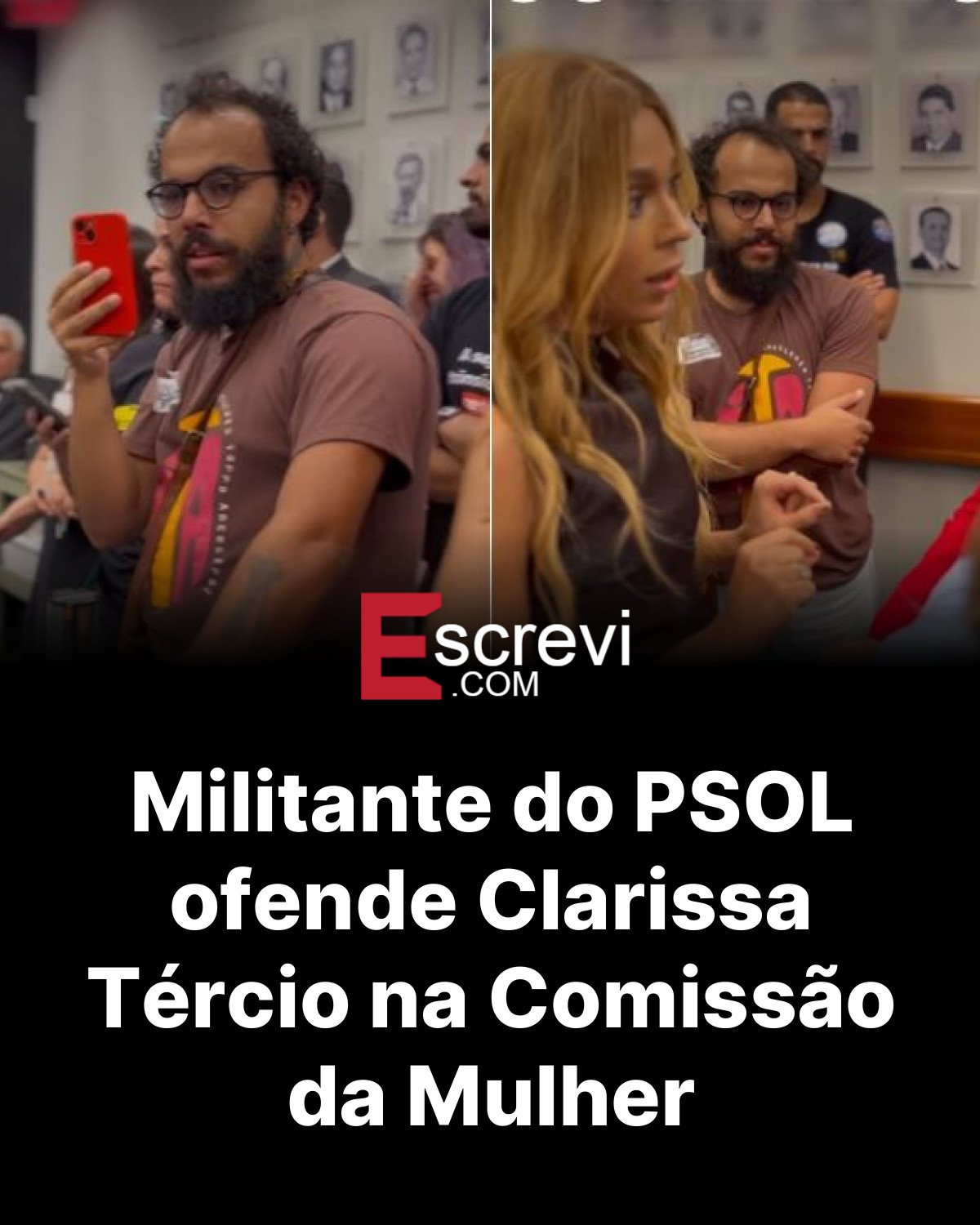 Militante do PSOL ofende Clarissa Tércio na Comissão da Mulher card preto