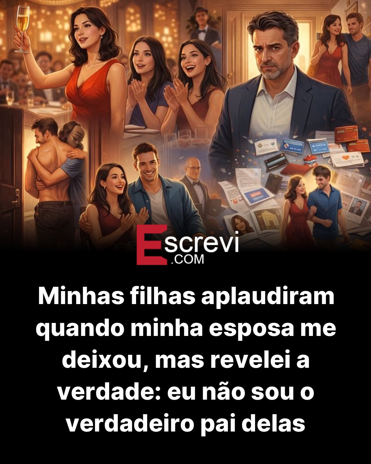 Minhas filhas aplaudiram quando minha esposa me deixou, mas revelei a verdade: eu não sou o verdadeiro pai delas card preto