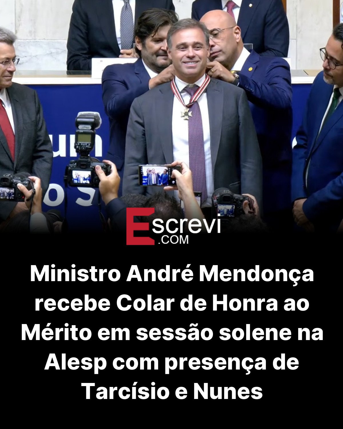 Ministro André Mendonça recebe Colar de Honra ao Mérito em sessão solene na Alesp com presença de Tarcísio e Nunes card preto