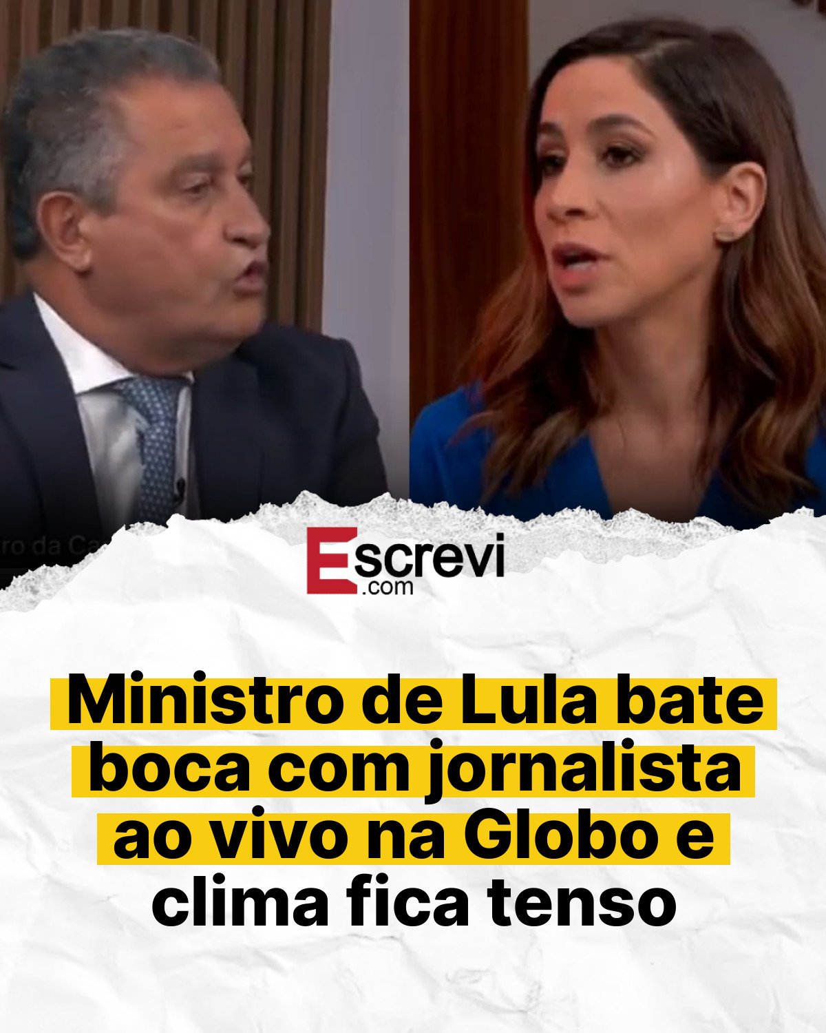Ministro de Lula bate boca com jornalista ao vivo na Globo e clima fica tenso card branco
