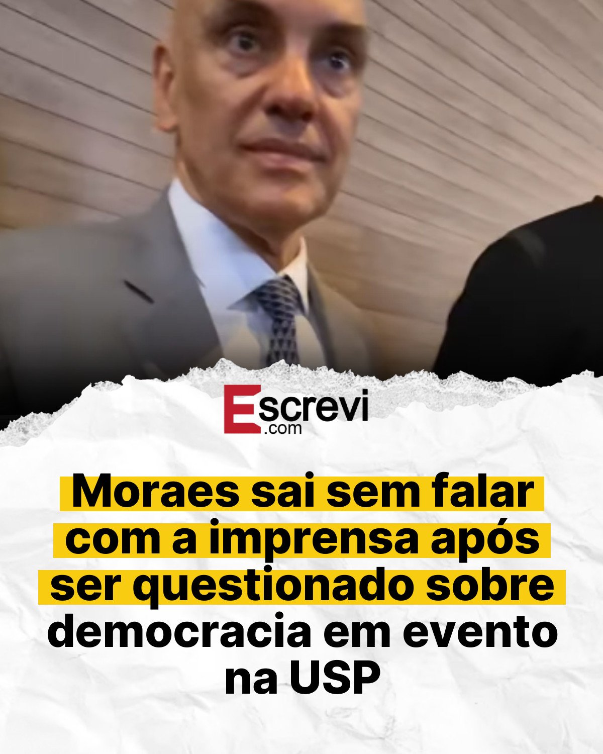 Moraes sai sem falar com a imprensa após ser questionado sobre democracia em evento na USP card branco