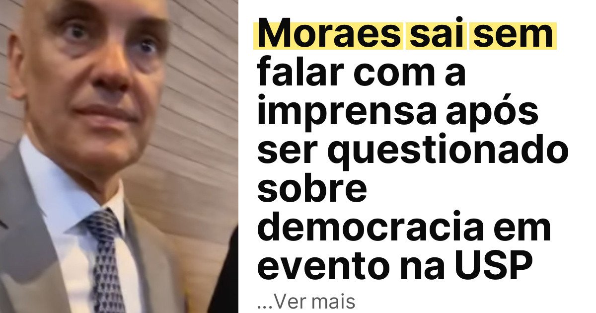 Moraes sai sem falar com a imprensa após ser questionado sobre democracia em evento na USP imagem principal