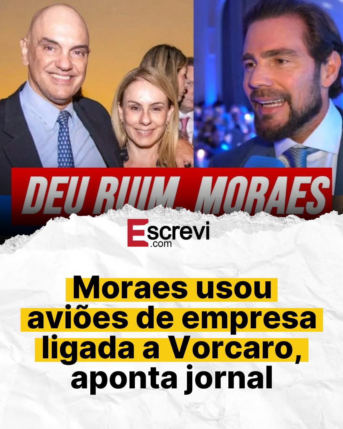 Moraes usou aviões de empresa ligada a Vorcaro, aponta jornal card branco