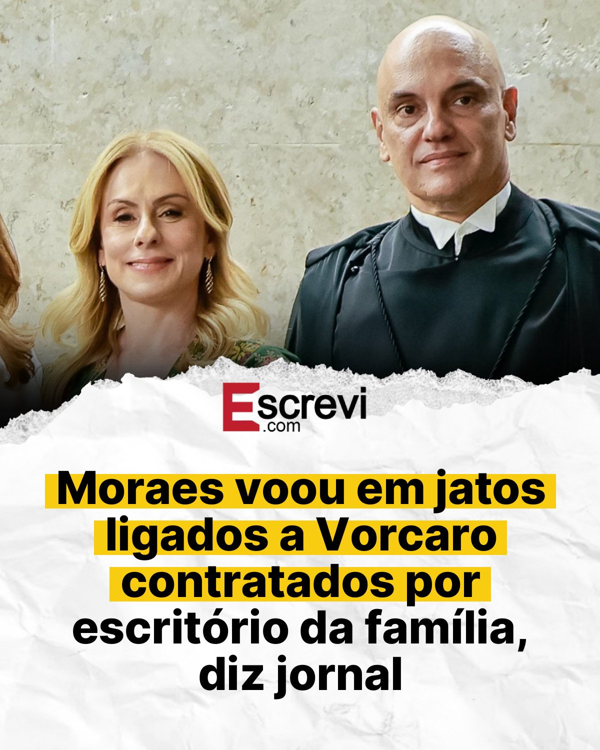 Moraes voou em jatos ligados a Vorcaro contratados por escritório da família, diz jornal card branco